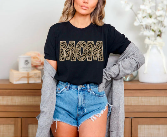 Mom Leopard Faux Embroidery